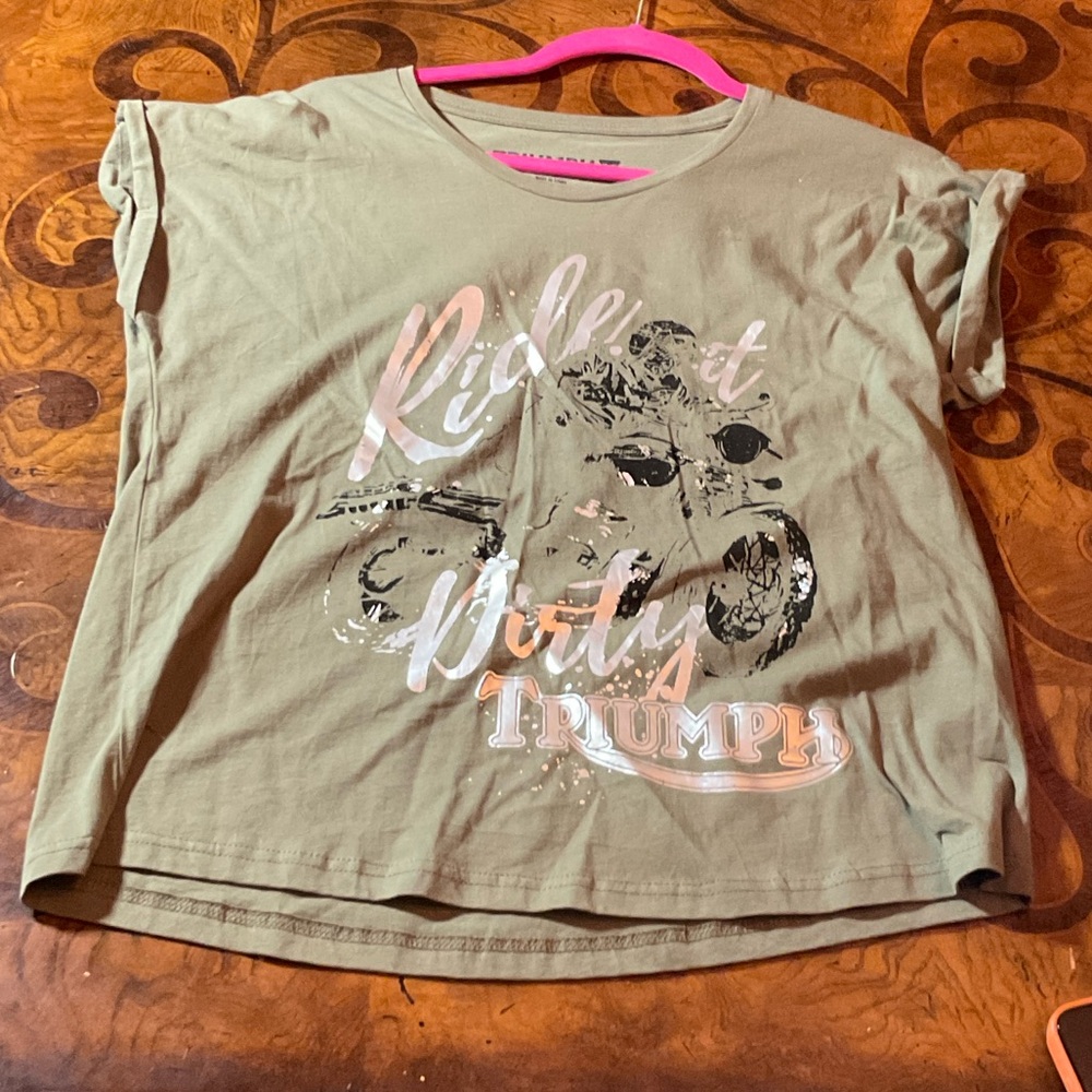 Triumph Olive T-Shirt with Logo. #86